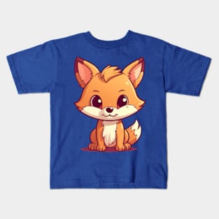 Cute Cartoon Fox transparent background Kids T-Shirt